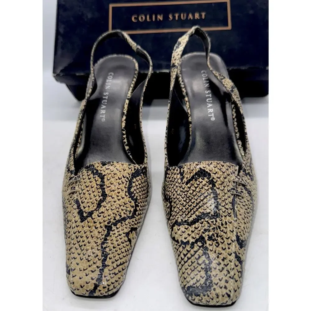 Colin Stuart Leather Ankle Strap Animal Print Square Toe Size‎ 7 New